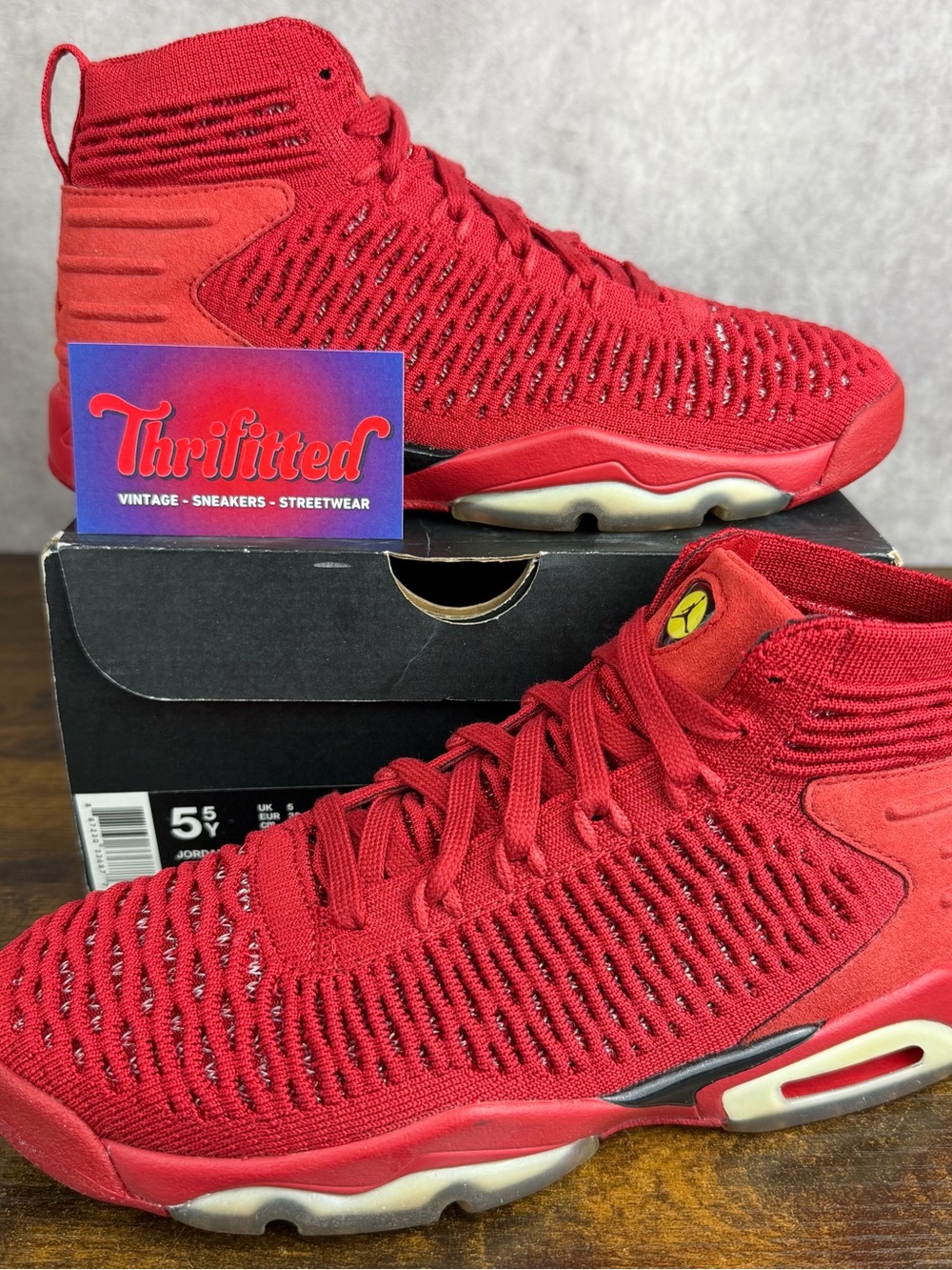 NEW Air Jordan Flyknit Elevation 23 Red Size 5.5 GS / 7W AO1538-601 Youth Shoes